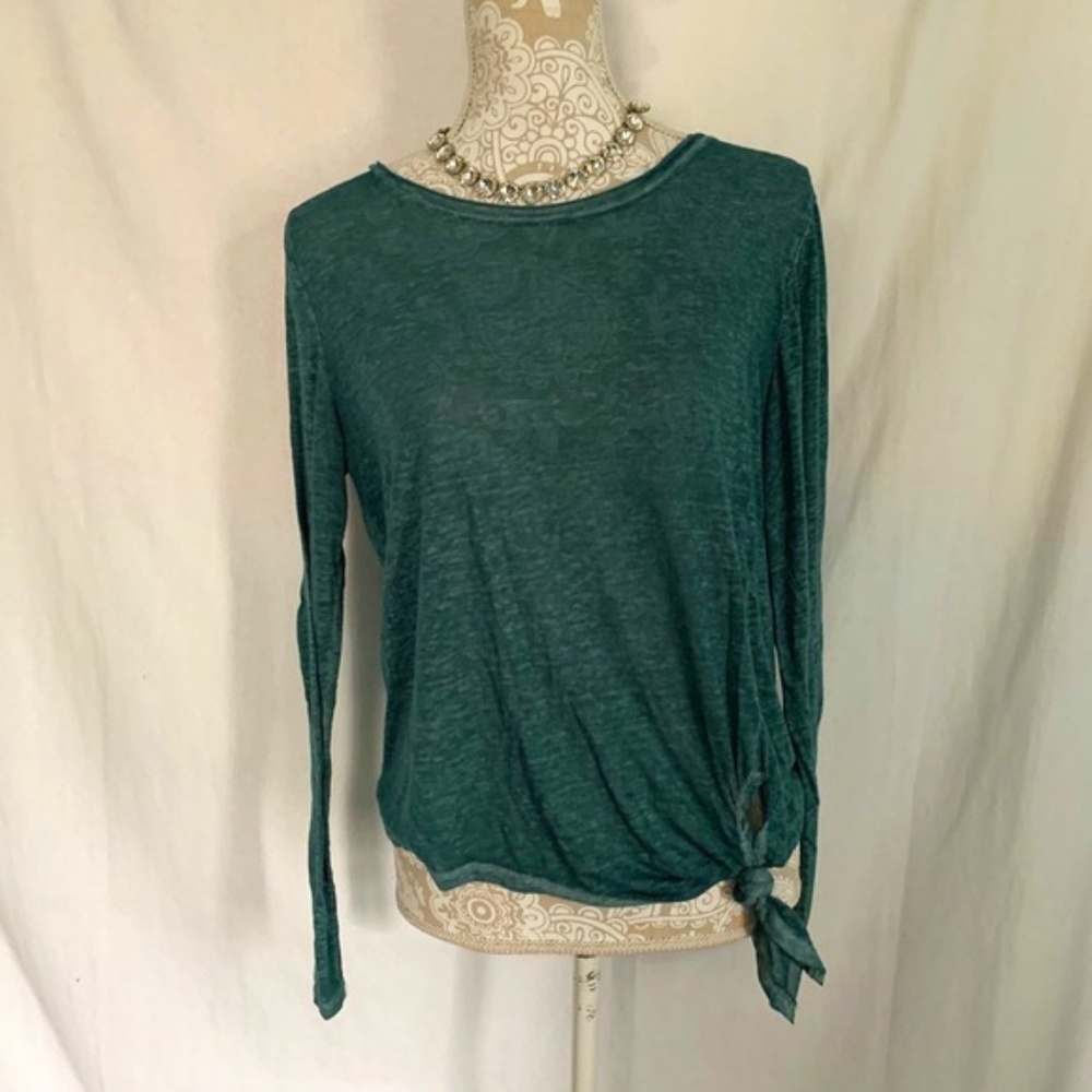 Derek Hart // Teal Tye Dye Front Tie Tee Shirt Size small z26